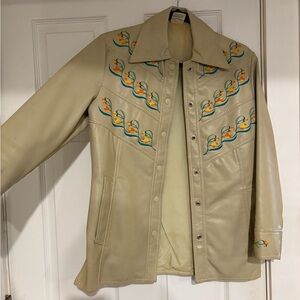 Embroidered Vintage Beige Jacket